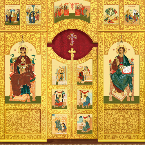 Иконостас деревянный "Суздальский" четырехъярусный, цвет "золото", 608х637х25,4 см фото 5