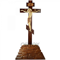 Крест-голгофа "Скорбь", художественная тонировка, резьба