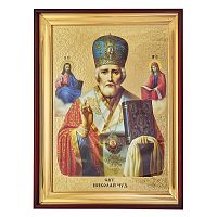 Икона большая храмовая Николай Чудотворец, прямая рама