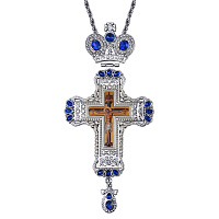 Крест наперсный с цепью, цинковый сплав, камни, 8х18,5 cм