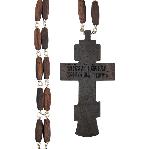 Крест наперсный деревянный резной, с цепью, 5,5х10,5 см фото 3