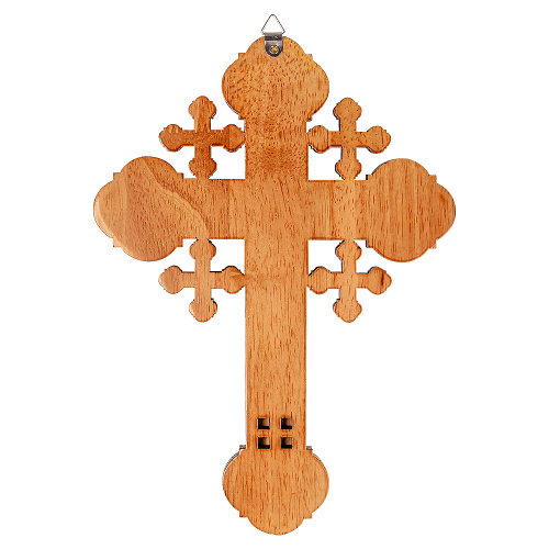 Крест настенный деревянный с распятием из цинкового сплава, 19,5х27 см фото 4