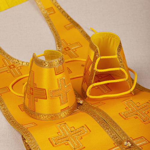 Требный набор / комплект, шелк "Святительский", с подкладом, желтый с золотом фото 6