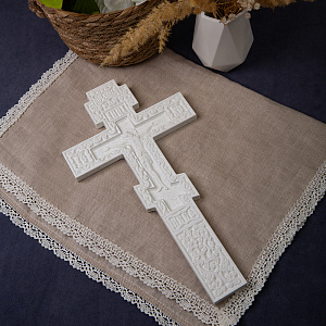 Крест требный белый каменный, 17х31,5 см (искусственный камень)