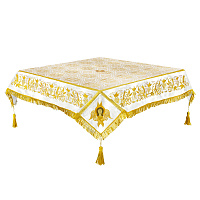 Пелена на престол комбинированная, белая с золотом, вышивка