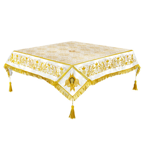 Пелена на престол комбинированная, белая с золотом, вышивка
