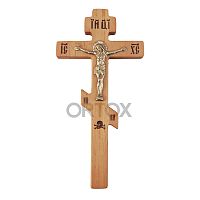 Крест требный деревянный с латунным распятием, 14х28 см