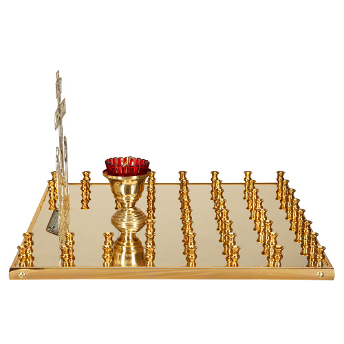 Крышка панихидного стола на 50 свечей с рельефной Голгофой, 50х50 см фото 5