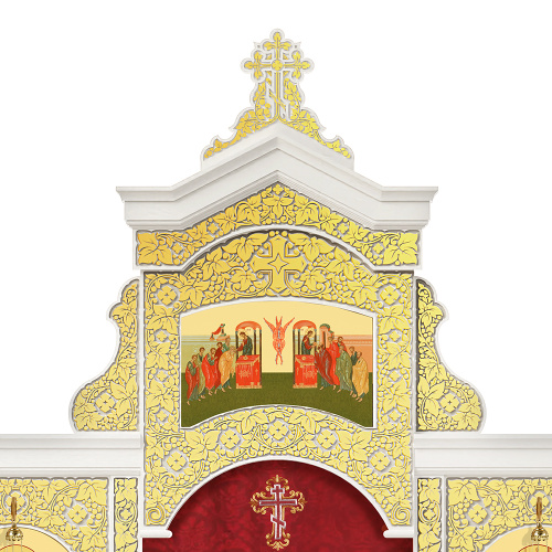 Иконостас деревянный "Суздальский" одноярусный белый с золотом (поталь), 608х378х25,4 см фото 5