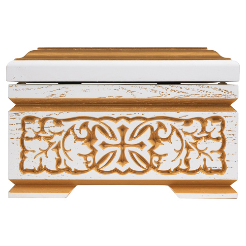 Ковчег для мощей "Суздальский" белый с золотом (патина), 20х20х13 см фото 9