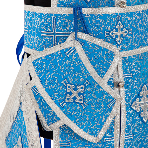 Иерейское облачение, парча "Афон", голубое с серебром фото 5