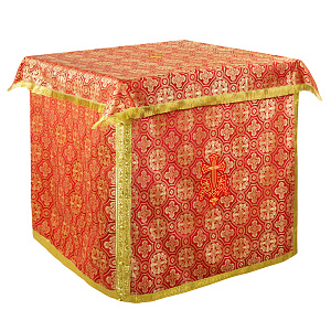 Облачение на престол с пеленой, шелк "Горненский", красное с золотом (70х70х100 см)