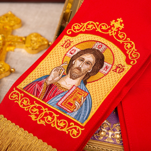 Закладка для Евангелия с иконой Спасителя, 160х14,5 см, вышивка фото 5