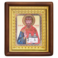 Икона благоверного князя Владислава Сербского, 18х20 см, деревянный киот