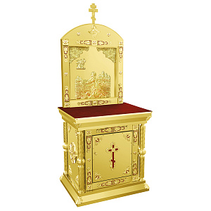 Жертвенник с иконой "Моление о чаше" в киоте, литье, 90х70х97 см (красная ткань, литье)