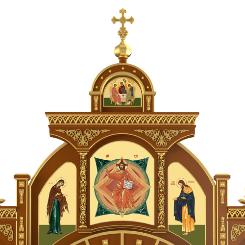 Иконостас "Рождественский" трехъярусный, цвет "кипарис" с золотом (поталь), 848,5х697х53 см фото 6