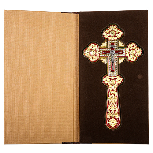 Крест требный, цинковый сплав, красная эмаль, камни, 11х20,5 см фото 9