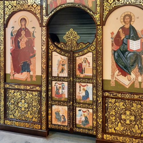 Иконостас деревянный "Суздальский" одноярусный, цвет "кипарис с золотом", 608х378х25,4 см фото 6