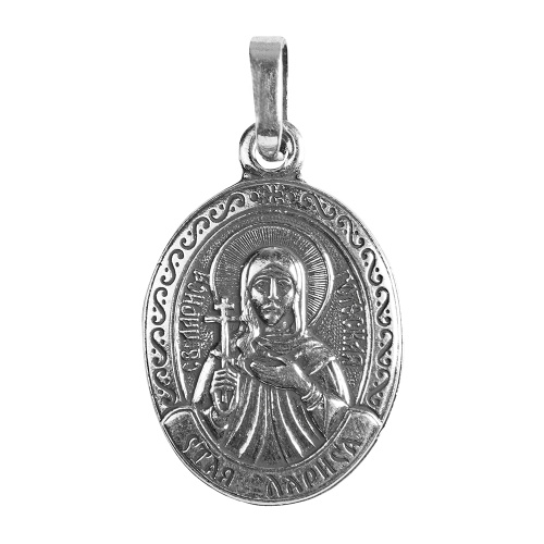 Образок мельхиоровый с ликом мученицы Ларисы Готфской, серебрение фото 2