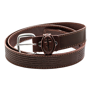 Ремень женский кожаный с молитвой "Живый в помощи" (Псалом 90), ширина 2,8 см (коричневый)