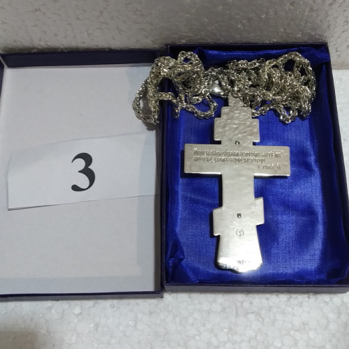Крест наперсный с цепью, 6х11 см, никелирование, У-0671 фото 8