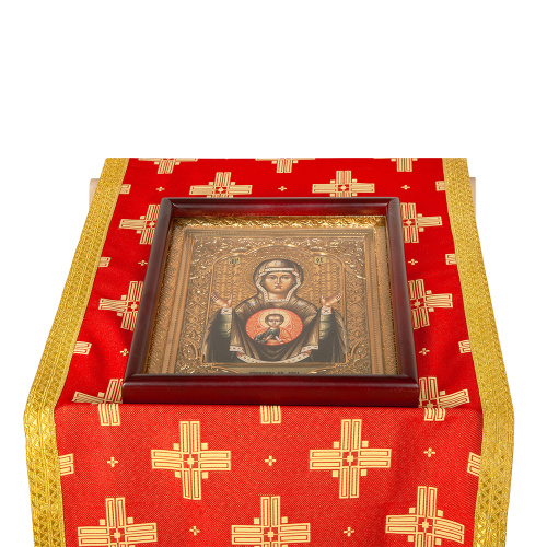 Накидка на аналой перекидная, жаккардовая ткань "Святительская", красная с золотом, 45,5х200 см фото 5