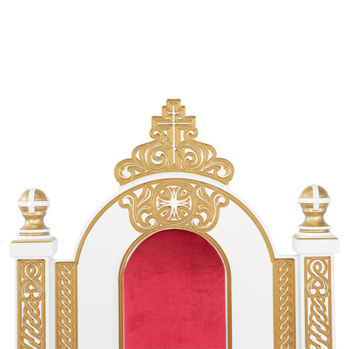 Архиерейский трон "Ярославский", белый с золотом (патина), 78х72х160 см фото 7