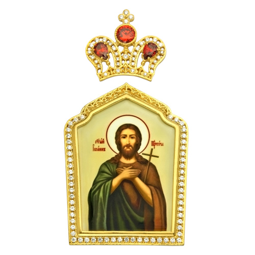 Накладки на митру (комплект из 4 штук) из ювелирного сплава в позолоте, с фианитами, №35 фото 4