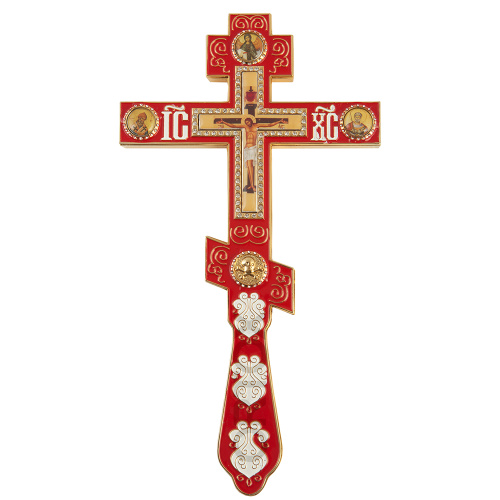 Крест напрестольный восьмиконечный, эмаль, 14,5х26 см фото 4