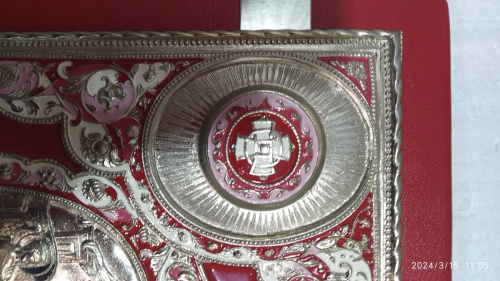 Апостол красный, оклад "под серебро", кожа, эмаль, 23х30 см, У-1150 фото 6