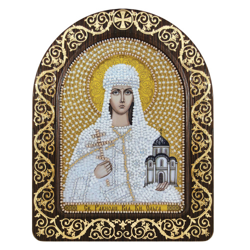 Набор для вышивания бисером "Икона равноапостольной княгини Ольги", 13,5х17 см, с фигурной рамкой