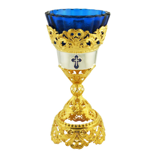 Лампада напрестольная из ювелирного сплава с позолотой, 7х17,5 см фото 2