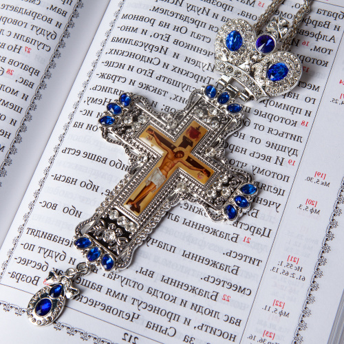 Крест наперсный с цепью, цинковый сплав, камни, 8х18,5 cм фото 5 Крест наперсный с цепью, цинковый сплав, камни, 8х18,5 cм фото 5