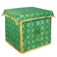 Облачение на престол с пеленой, шелк "Горненский", зеленое с золотом Облачение на престол с пеленой, шелк "Горненский", зеленое с золотом