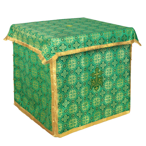 Облачение на престол с пеленой, шелк "Горненский", зеленое с золотом