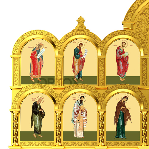 Иконостас "Владимирский" четырехъярусный, позолоченный, 690х730х45 см фото 7
