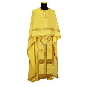Греческое иерейское облачение желтое, смесовая льняная ткань (машинная вышивка)