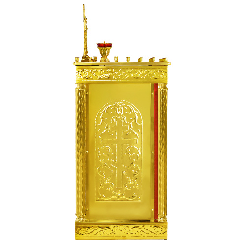 Панихидный стол на 70 свечей "Иерусалимский", колонны, чеканка, 70х50х115 см фото 5