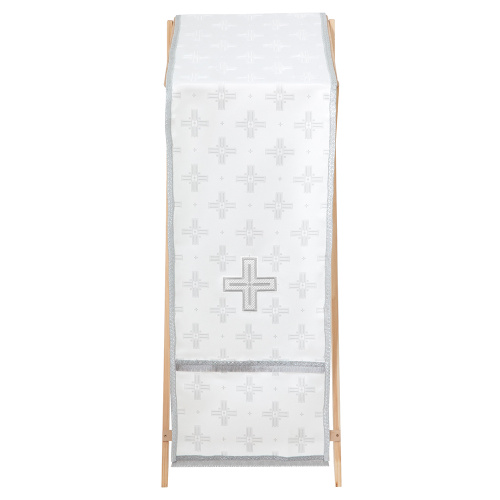 Накидка на аналой перекидная, шелк "Святительский", белая с серебром, 45,5х200 см фото 2