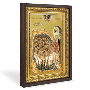 Икона Сорока Севастийских мучеников, в широком багете, цвет "темный дуб", на холсте, с золочением (33,5х42,2 см (под икону А4))