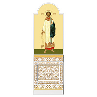 Диаконская дверь для "Романовского" иконостаса белая с золотом (патина), 220х70х10 см