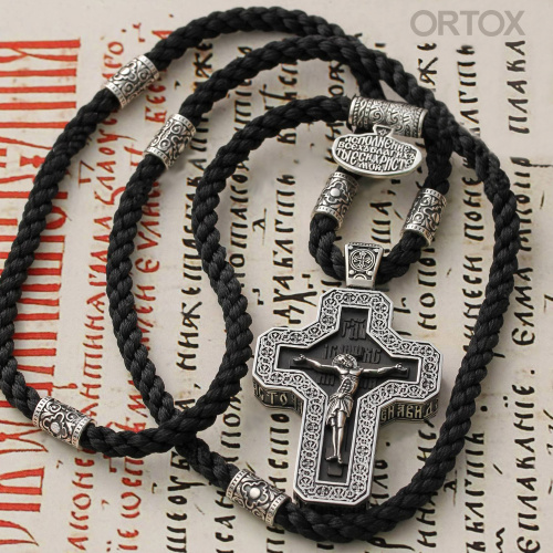 Нательный крест деревянный в серебряном окладе, 3,5х6,1 см фото 5
