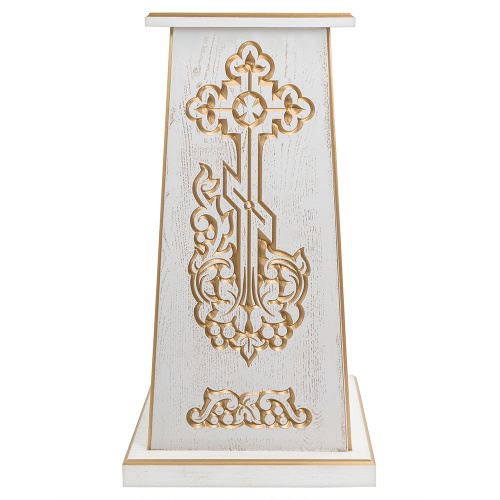 Подставка под хоругвь, крест, икону "Суздальская" белая с золотом (патина) фото 2
