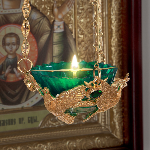 Лампада подвесная из ювелирного сплава в позолоте, 10х6 см фото 4