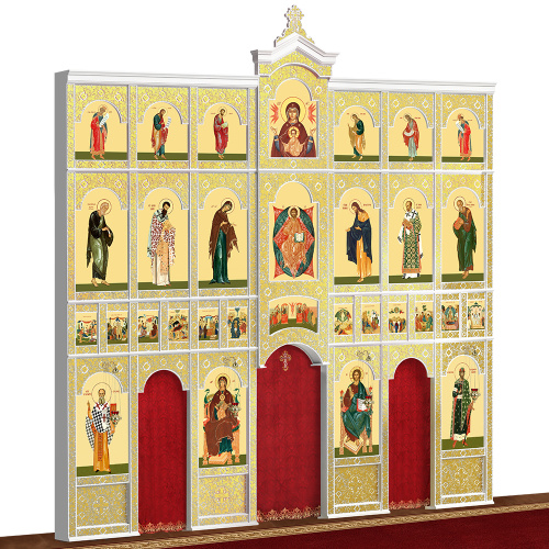 Иконостас деревянный "Суздальский" четырехъярусный белый с золотом (поталь), 608х637х25,4 см фото 3 Иконостас деревянный "Суздальский" четырехъярусный белый с золотом (поталь), 608х637х25,4 см фото 3