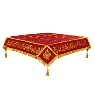 Пелена на престол красная, вышивка на бархате (170х170, средник 120х120 см)