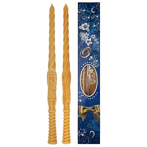 Свечи венчальные воскосодержащие, 2 штуки, 37,5 см (Ø 2,5 см)