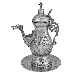 Чайник для теплоты, латунь, никелирование, высота 22,5 см (полировка)