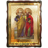 Икона большая храмовая Петр и Павел Св., фигурная рама