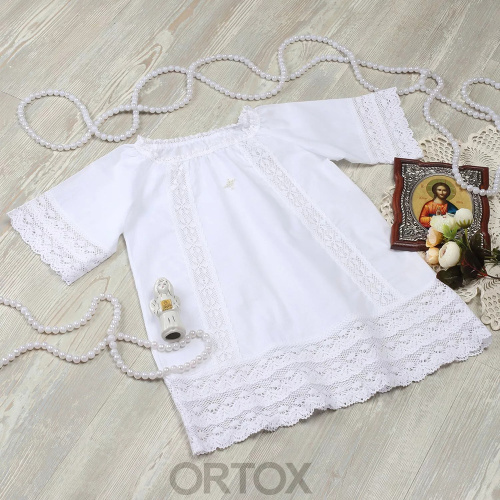 Комплект для крещения "Василиса" белый: рубашка и пеленка, хлопок, размер в ассортименте фото 6